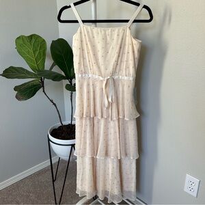 Gal Meets Glam Florence Dress Chiffon Swiss Dot Tiered Ruffle Cream